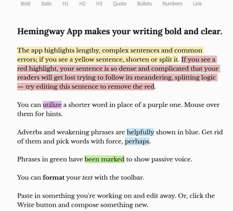 Top 30 Grammar Checking Tools - #9 Hemingway App