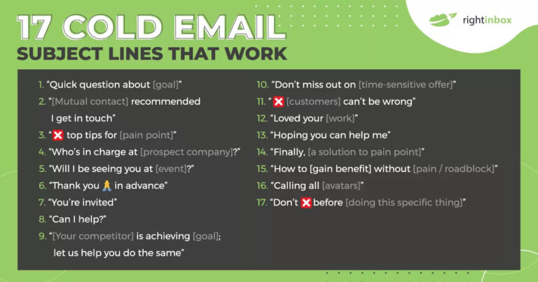 17 cold email outreach subject lines