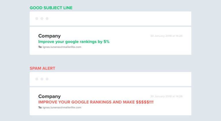 spammy subject line cold email mistake